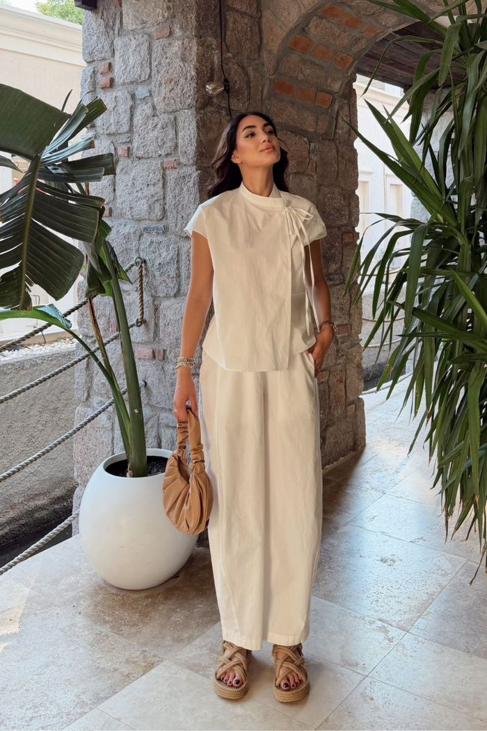 Nisan Poplin Balon Pantolon Takım 1550 BEYAZ