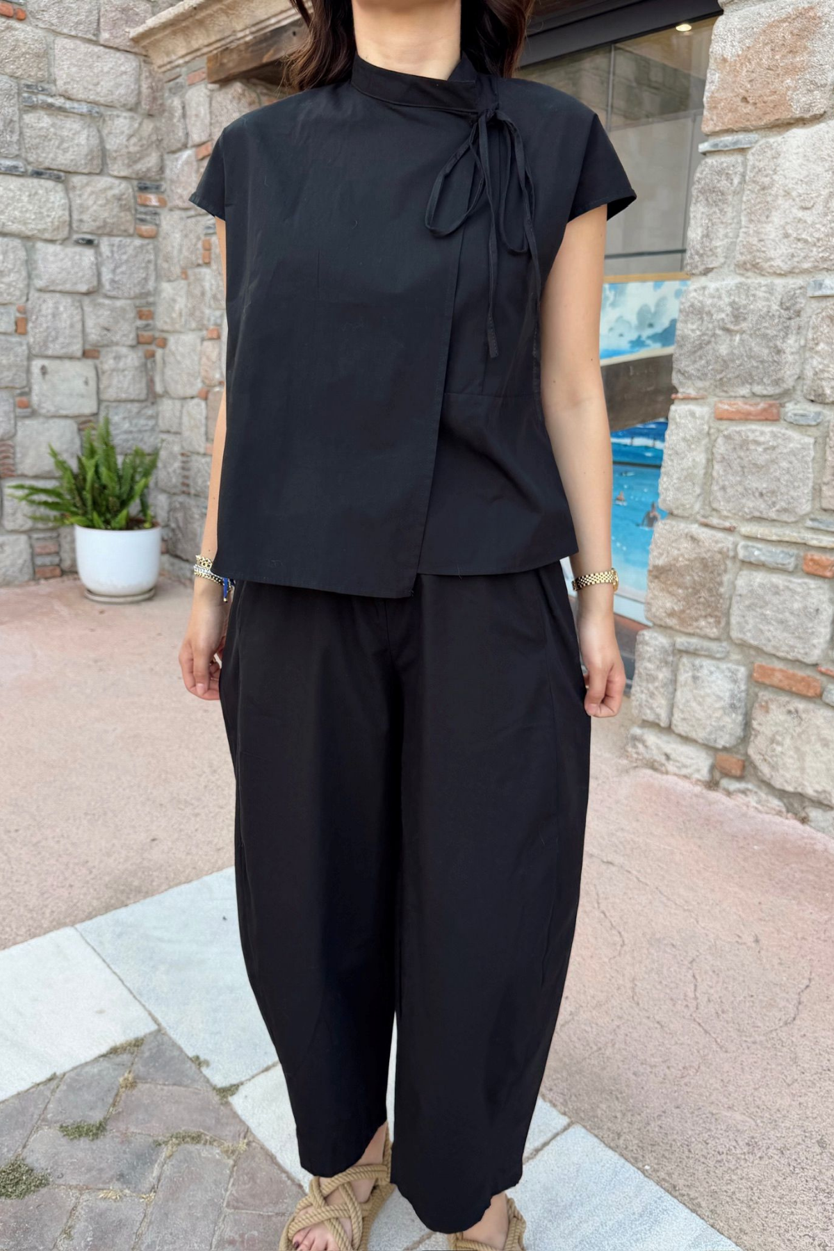 Nisan Poplin Balon Pantolon Takım 1550 SİYAH
