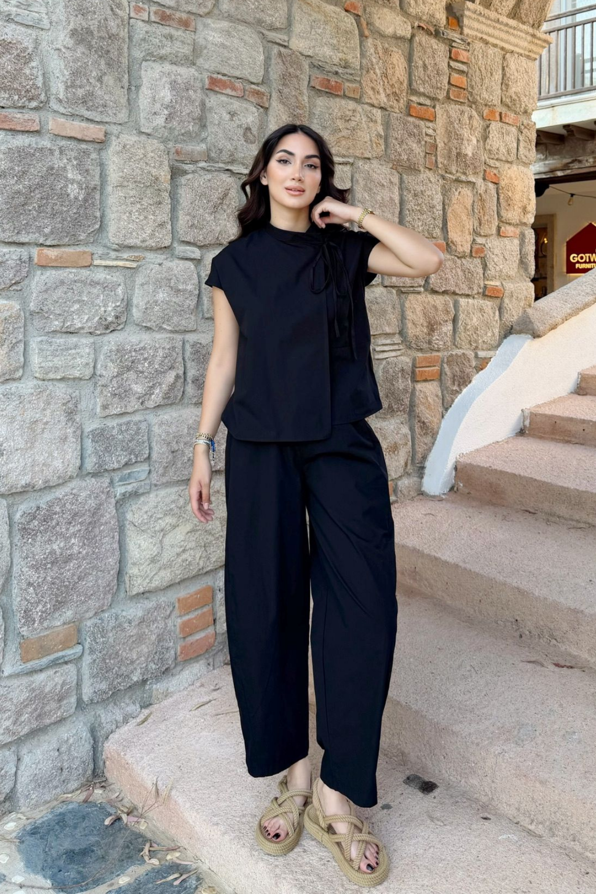 Nisan Poplin Balon Pantolon Takım 1550 SİYAH