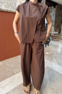 Nisan Poplin Balon Pantolon Takım 1550 KAHVERENGİ