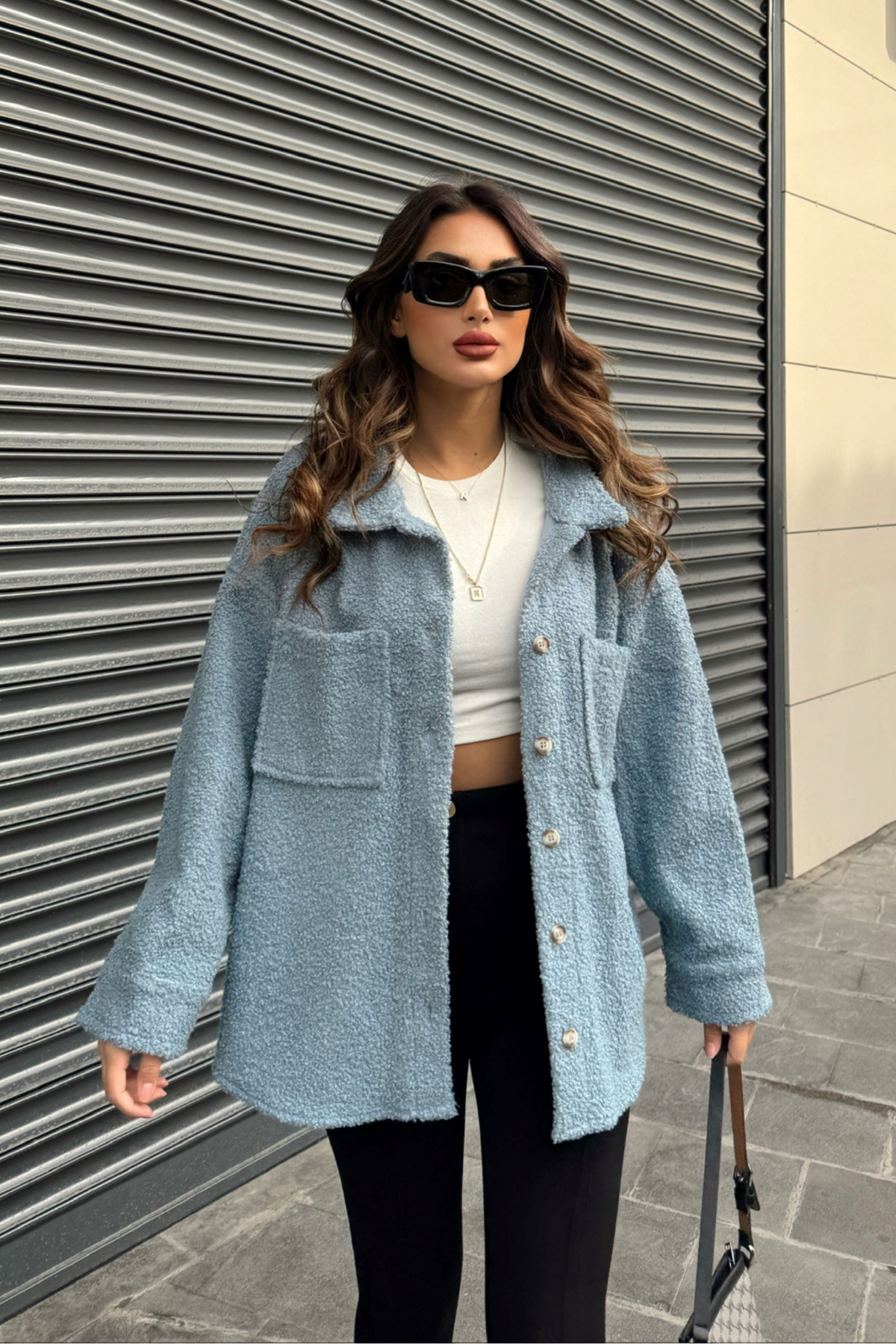 Oversize Ceket 39011 BEBE MAVİSİ