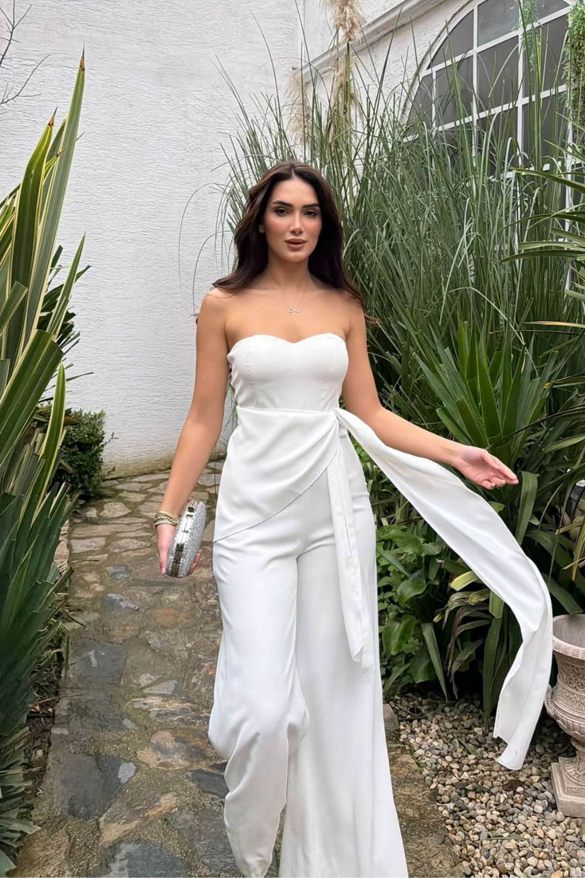 Oylum Straplez Bağlama Detay Tulum 9355 BEYAZ
