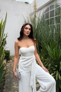 Oylum Straplez Bağlama Detay Tulum 9355 BEYAZ
