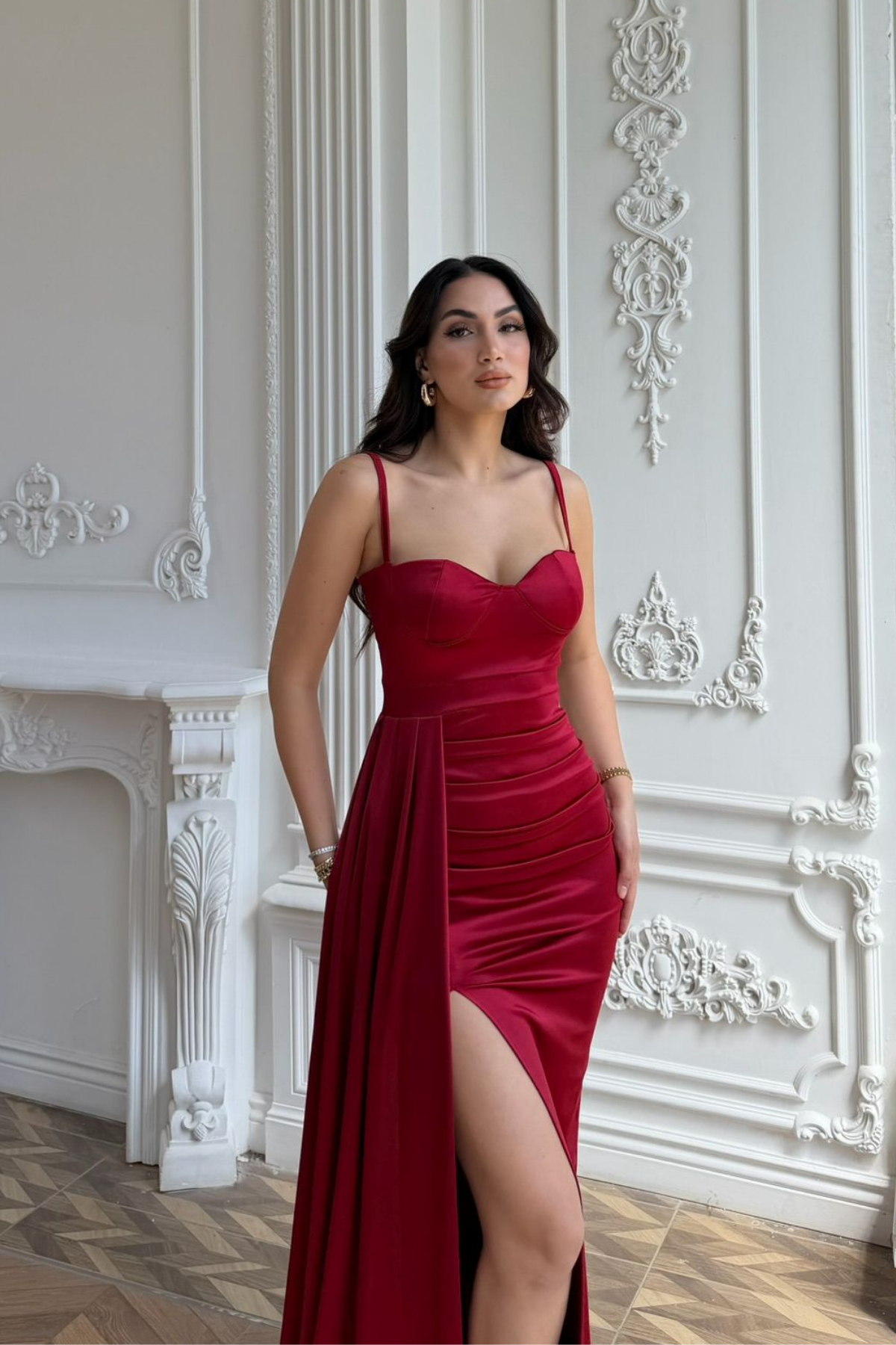 Pamela Yırtmaç Detay Kuyruklu Abiye 582234 KIRMIZI