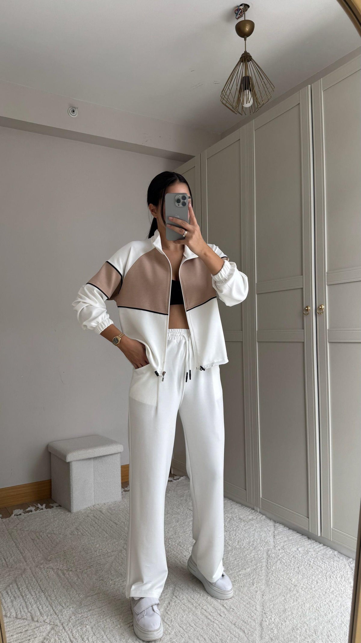 Pearly Fermuarlı İkili Takım 2646 BEYAZ