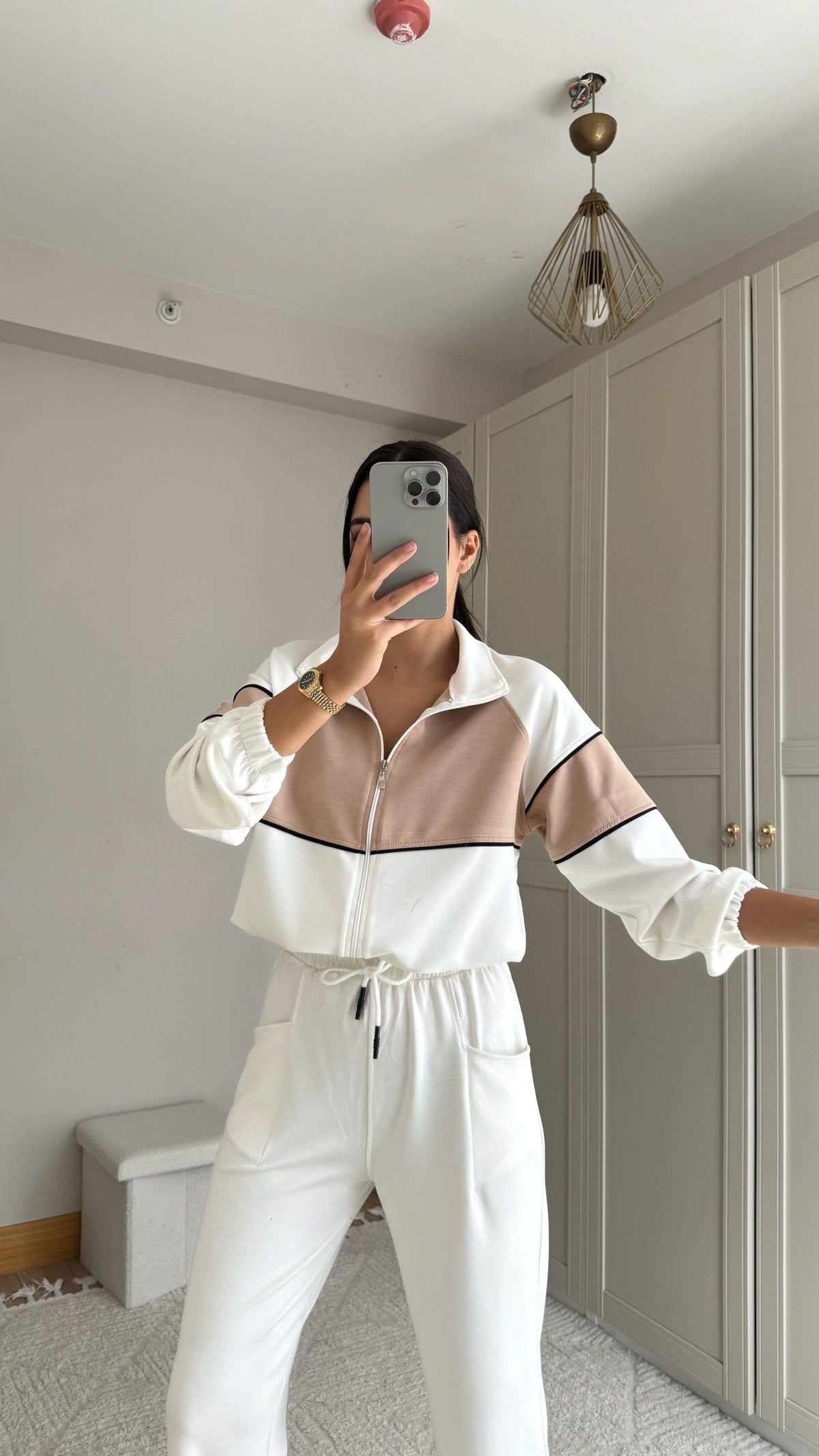 Pearly Fermuarlı İkili Takım 2646 BEYAZ