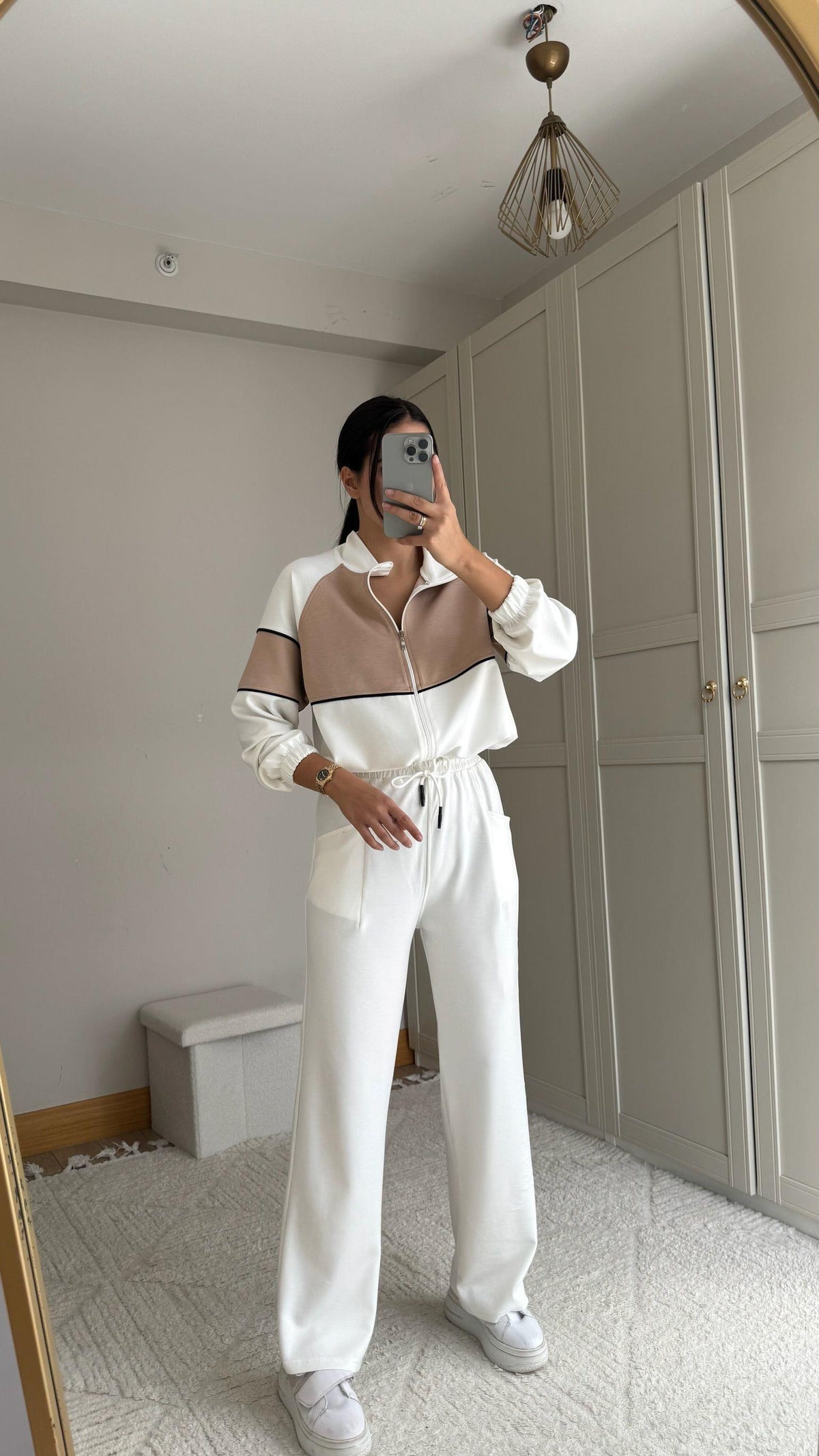 Pearly Fermuarlı İkili Takım 2646 BEYAZ