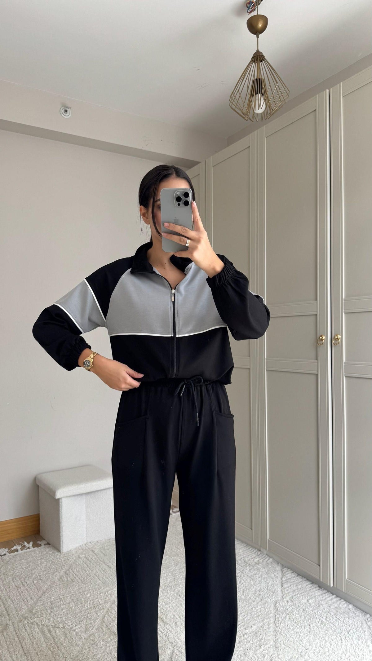 Pearly Fermuarlı İkili Takım 2646 SİYAH