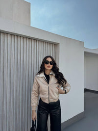 Ribana Detay Crop Kaban 2148 TAŞ RENGİ