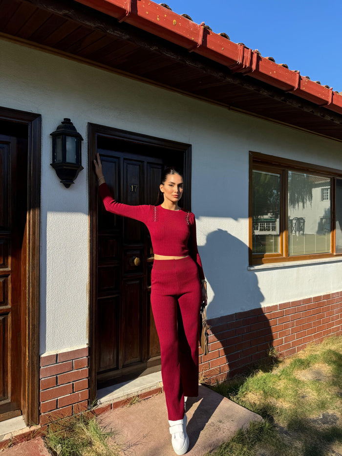 Sadie Boncuk Detaylı İkili Takım 3745 BORDO