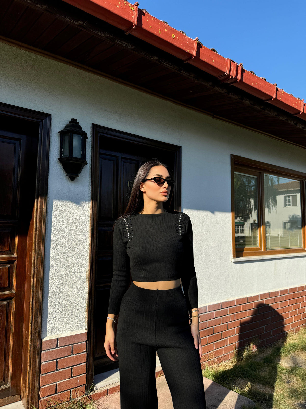 Sadie Boncuk Detaylı İkili Takım 3745 SİYAH