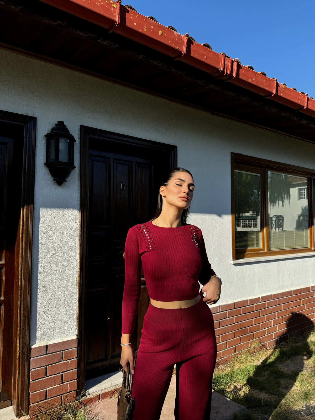 Sadie Boncuk Detaylı İkili Takım 3745 BORDO