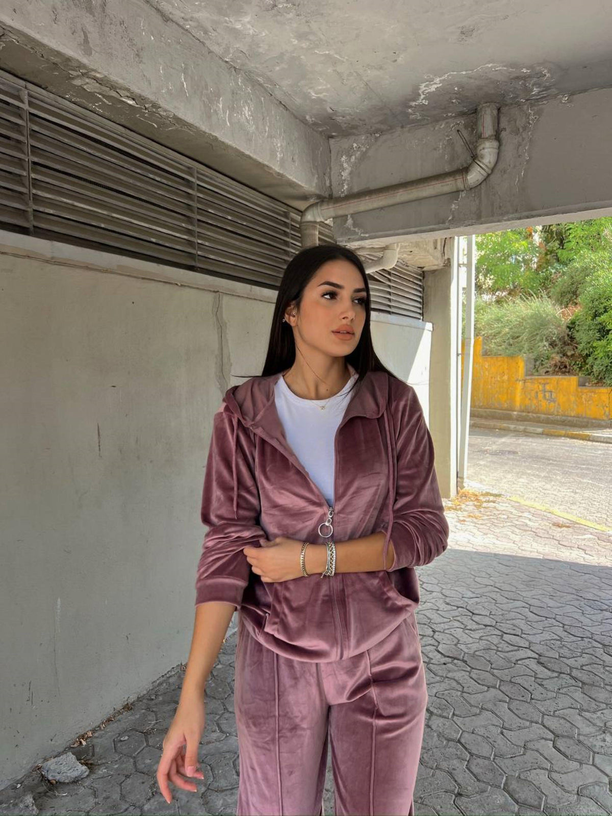 Scrat Fermuarlı Kadife Takım 24584 GÜL RENGİ