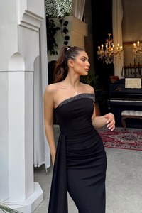 Sean Tek Kol Kuyruklu Abiye 582918 SİYAH