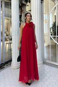 Sezen Gül Detay Şifon Abiye 9351 KIRMIZI