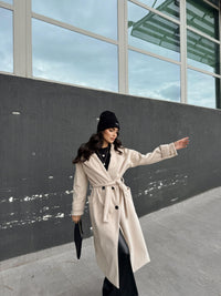 Sheila Kaşe Oversize Kaban 2985 TAŞ RENGİ