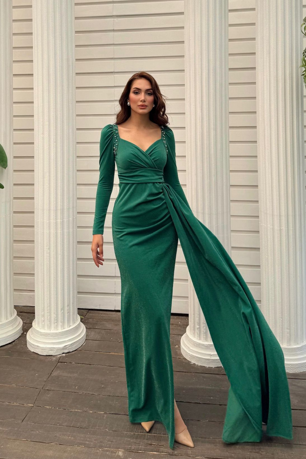 Shena Simli Kol Detay Abiye 583039 ZÜMRÜT YEŞİLİ