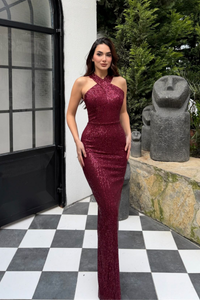 Stella Payetli Çapraz Yaka Abiye 1074 BORDO