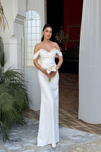 Talya Kayık Yaka İncili Abiye 1061 BEYAZ