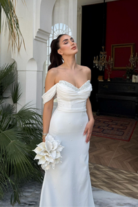 Talya Kayık Yaka İncili Abiye 1061 BEYAZ
