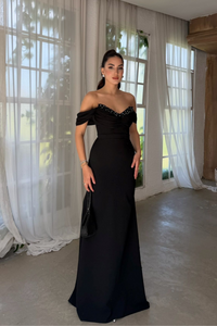 Talya Kayık Yaka İncili Abiye 1061 SİYAH