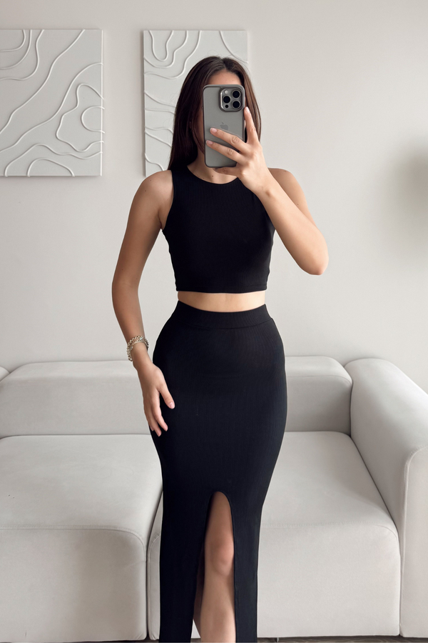 Tango Yırtmaç Detay İkili Takım 015298 SİYAH