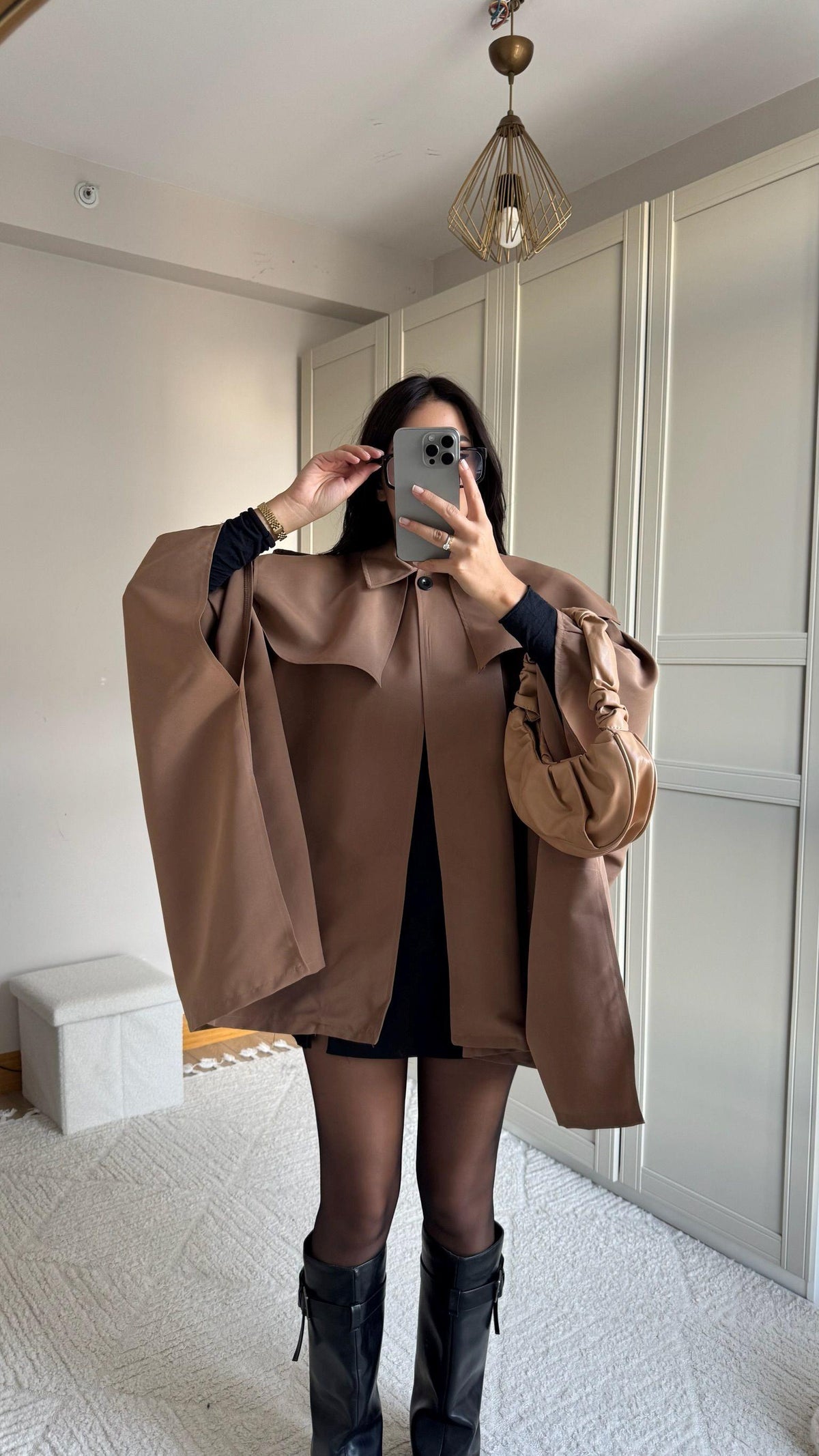 Veronica Düğmeli Panço Trençkot 2634 CAMEL