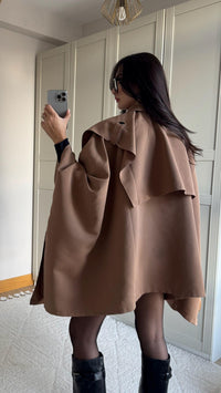 Veronica Düğmeli Panço Trençkot 2634 CAMEL