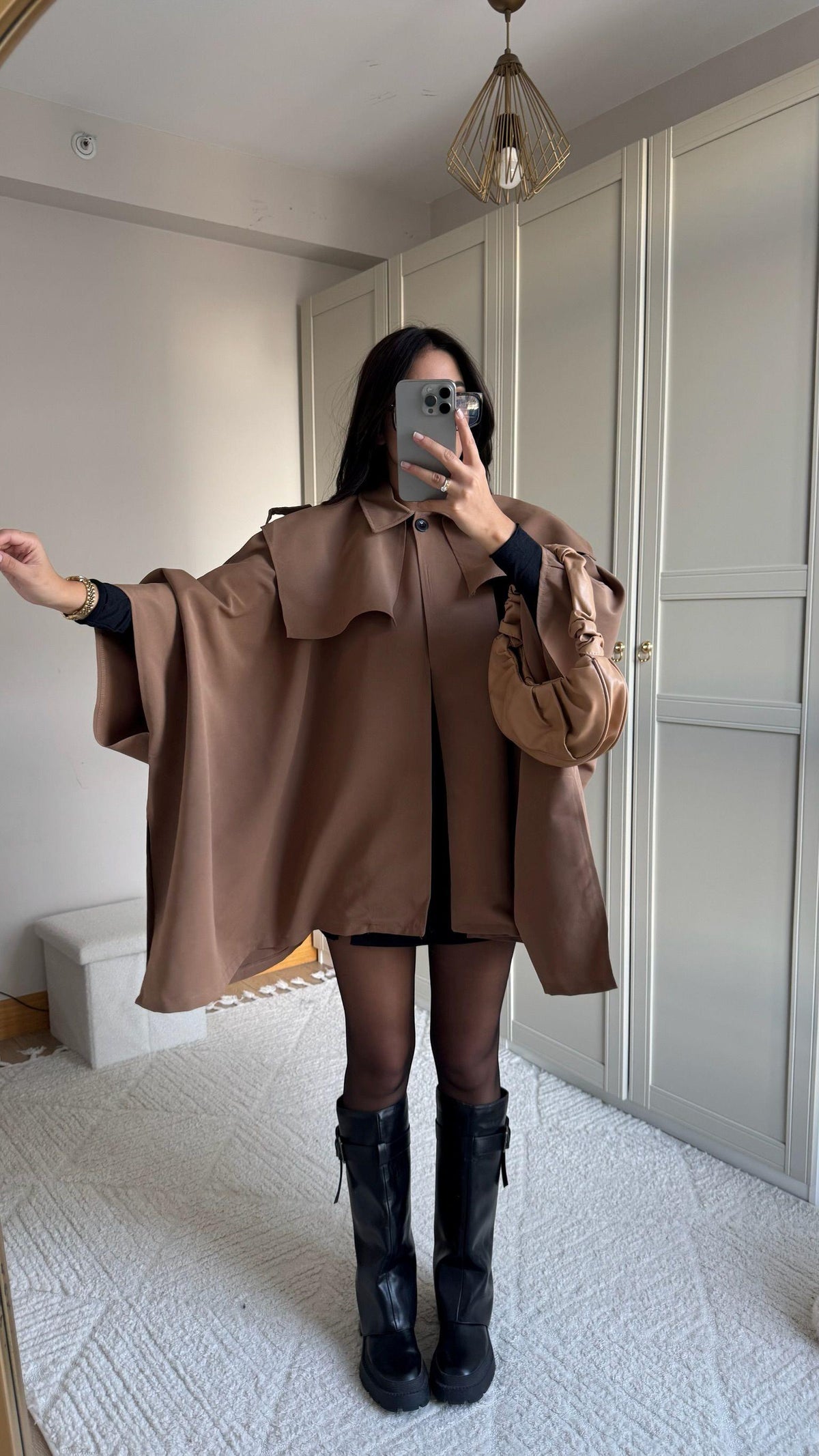 Veronica Düğmeli Panço Trençkot 2634 CAMEL
