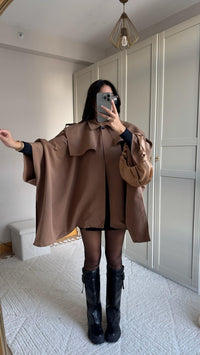 Veronica Düğmeli Panço Trençkot 2634 CAMEL