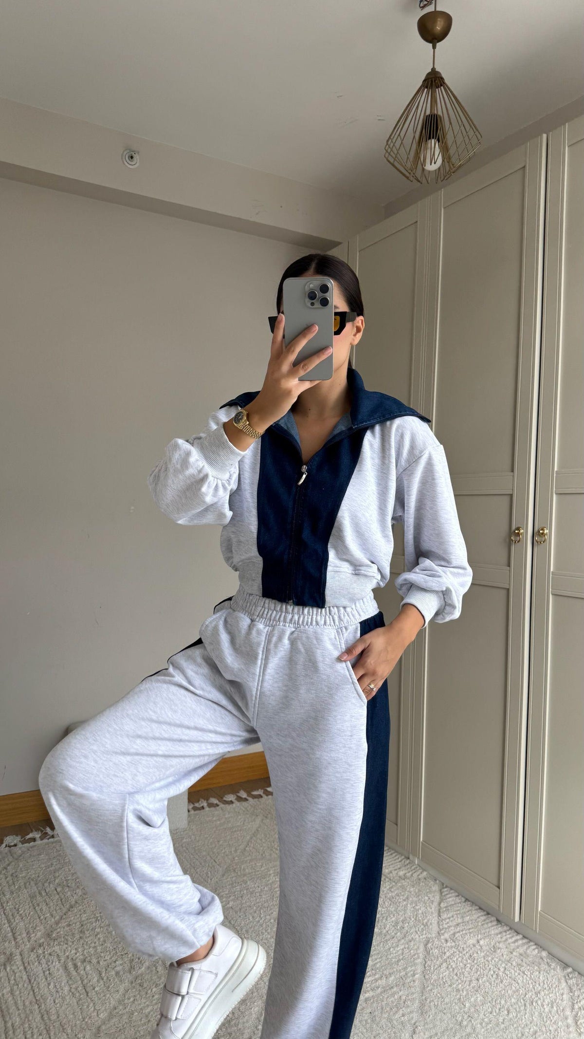 Violet Jean Detay Tasarım Takım 2640 AÇIK GRİ