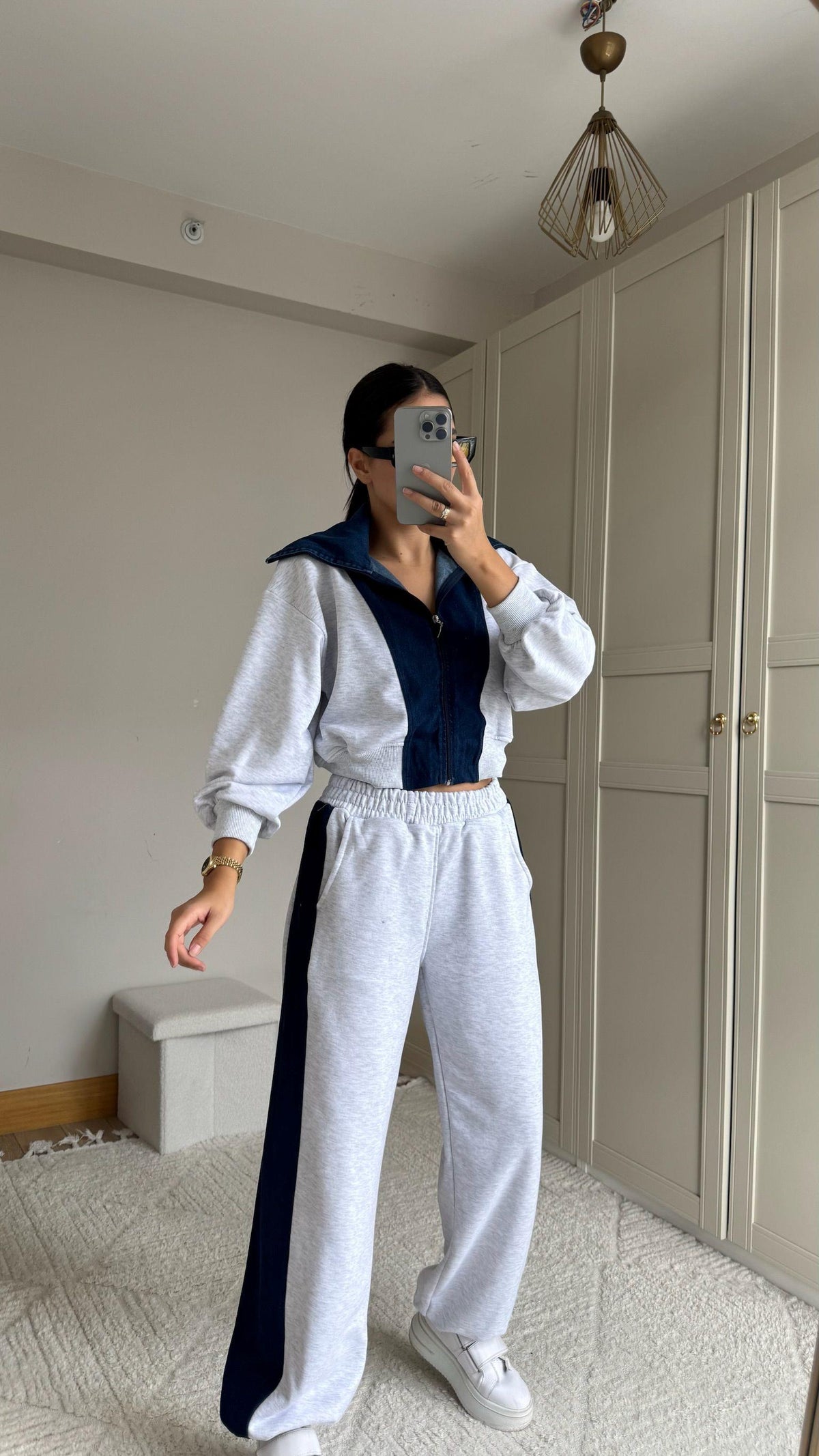 Violet Jean Detay Tasarım Takım 2640 AÇIK GRİ