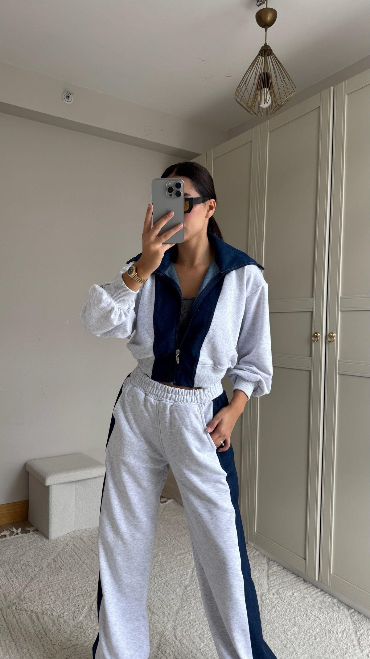 Violet Jean Detay Tasarım Takım 2640 AÇIK GRİ