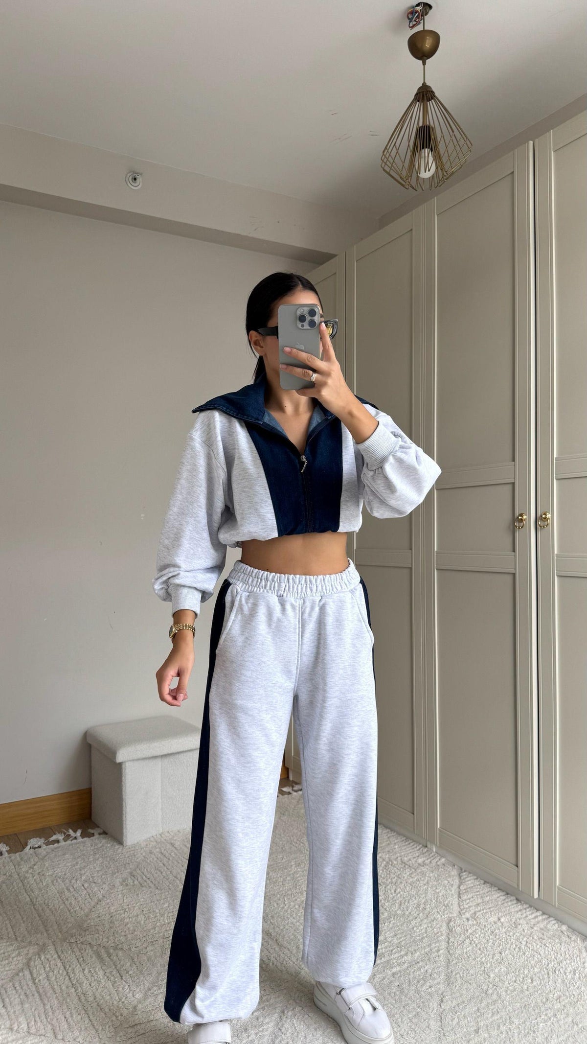 Violet Jean Detay Tasarım Takım 2640 AÇIK GRİ