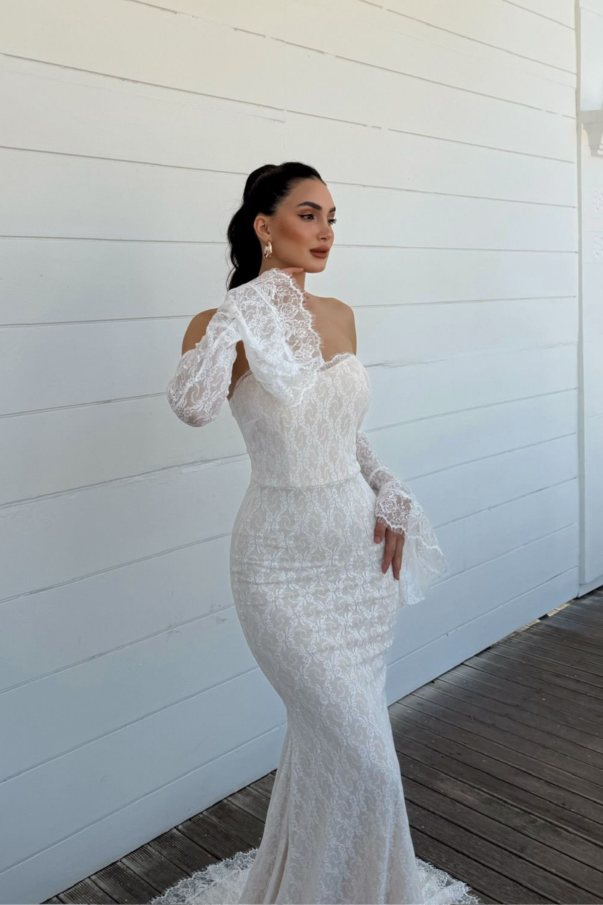 Violetta Güpür Balık Tasarım Abiye 84629 KREM