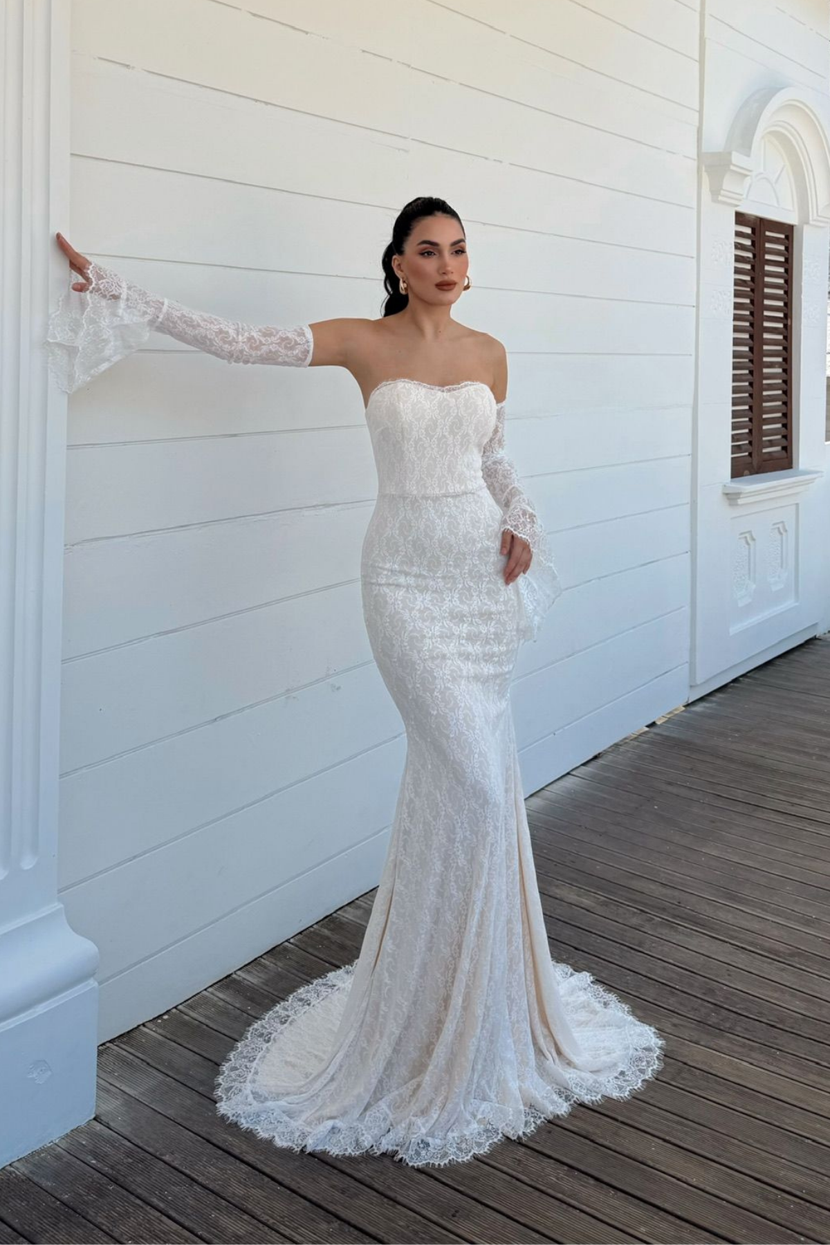 Violetta Güpür Balık Tasarım Abiye 84629 KREM