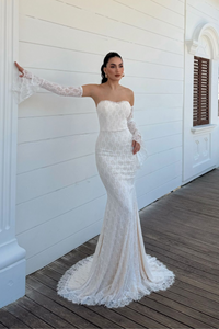 Violetta Güpür Balık Tasarım Abiye 84629 KREM
