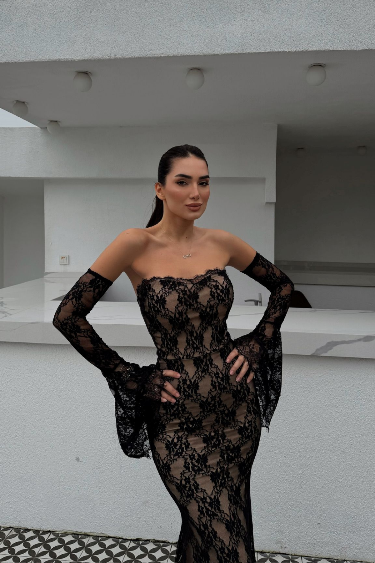 Violetta Güpür Balık Tasarım Abiye 84629 SİYAH