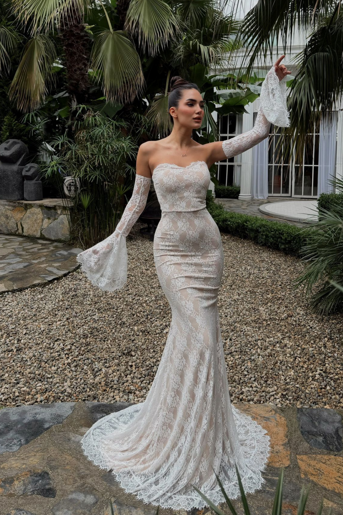Violetta Güpür Balık Tasarım Abiye 84629 BEYAZ