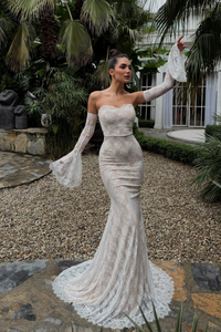 Violetta Güpür Balık Tasarım Abiye 84629 BEYAZ