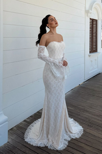 Violetta Güpür Balık Tasarım Abiye 84629 KREM