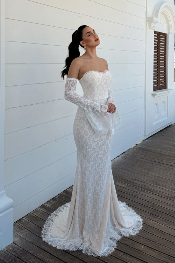 Violetta Güpür Balık Tasarım Abiye 84629 KREM