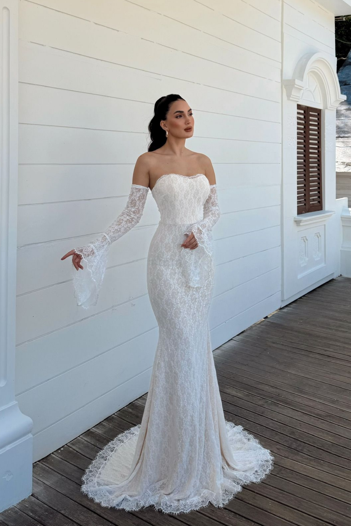 Violetta Güpür Balık Tasarım Abiye 84629 KREM