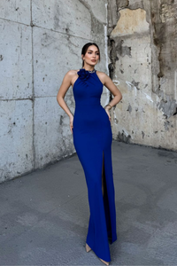 Zerda Gül Detay Tasarım Abiye 583176 SAKS MAVİSİ