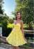 Askılı Düğme Detay Şifon Elbise 2589 Sarı